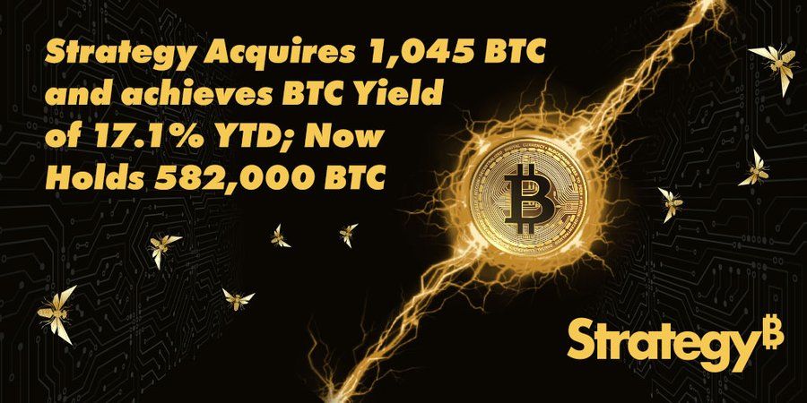 Công ty Strategy thông báo mua thêm hàng trăm triệu USD Bitcoin tuần trước (2/6 - 8/6) - nguồn: X (Twitter)