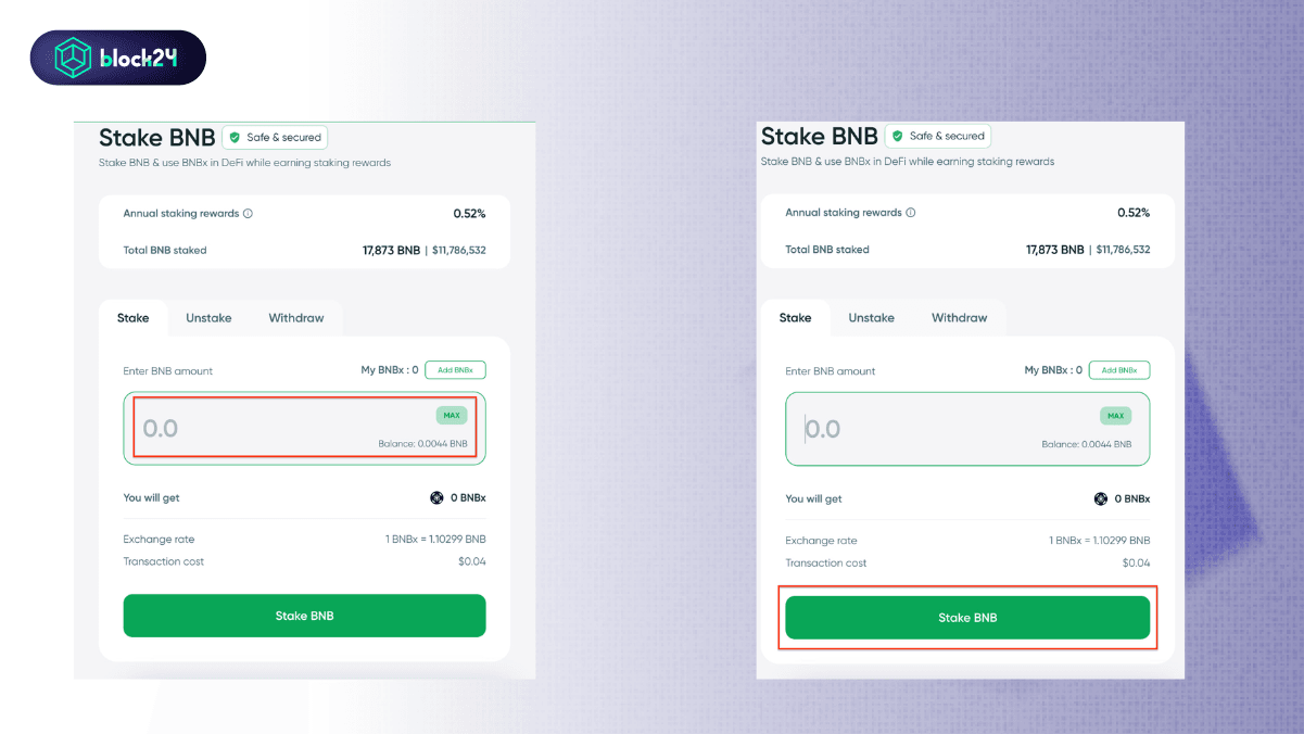 Các bước staking trên Extension