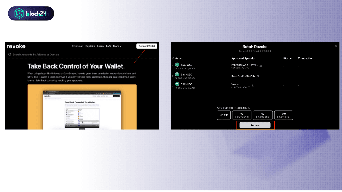 Các bước revoke token