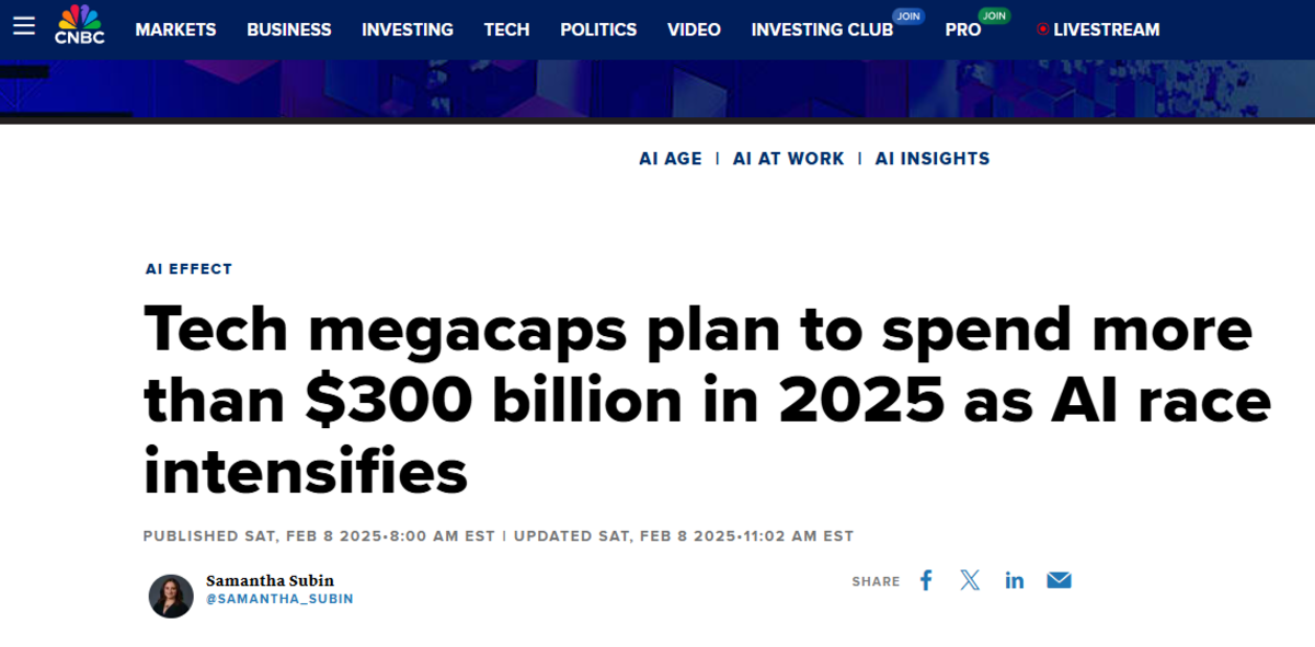 CNBC đưa tin về kế hoạch chi tiêu dành cho AI của nhóm Big Tech