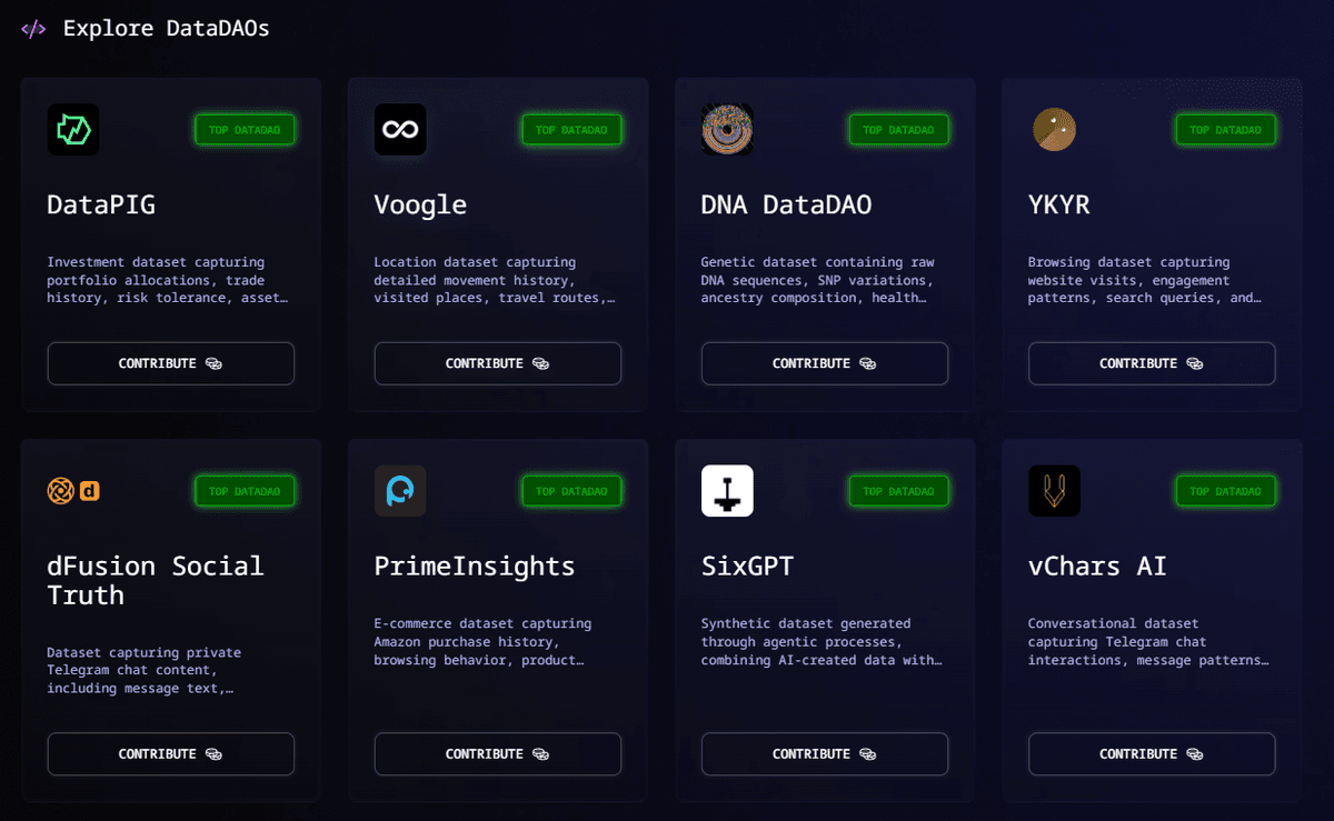 Các DataDAO trên Vana