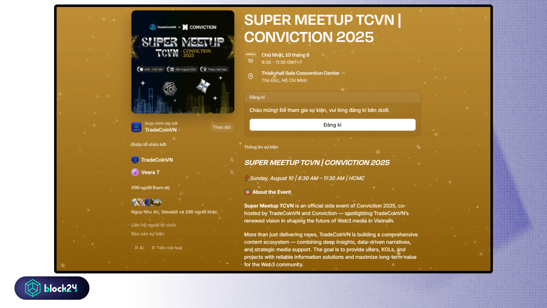 Super Meetup TCVN Conviction 2025 được tổ chức bởi cộng đồng Crypto lớn nhất Việt Nam - TradeCoinVN
