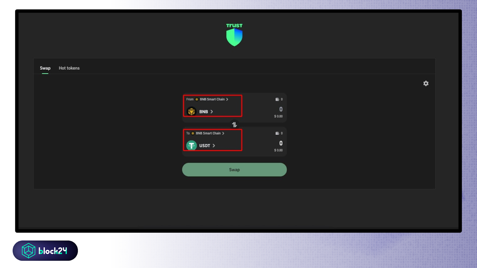 Swap tài sản trên ví Trust