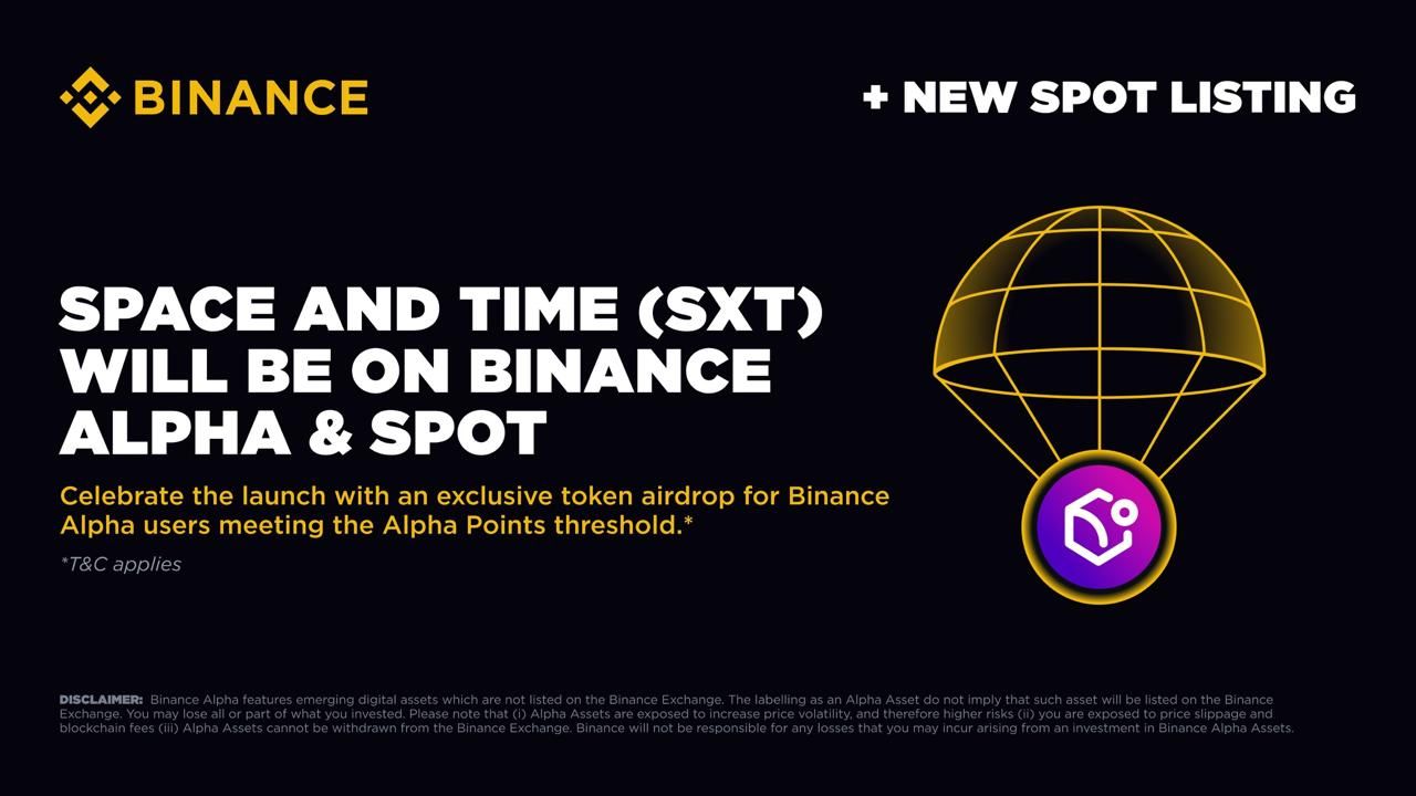 Binance Spot và Alpha đồng loạt listing SXT vào ngày 8/5/2025!