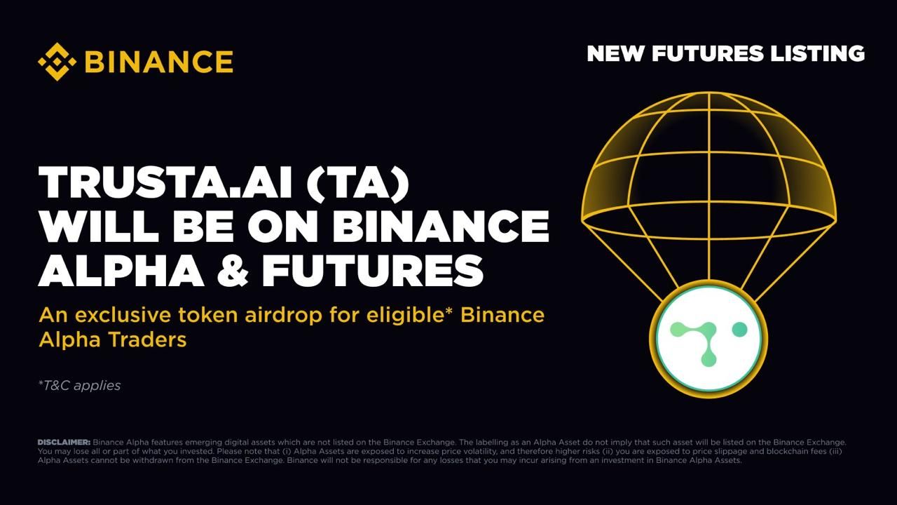 Binance Futures và Alpha niêm yết TA (Trusta AI) vào ngày 21/7/2025