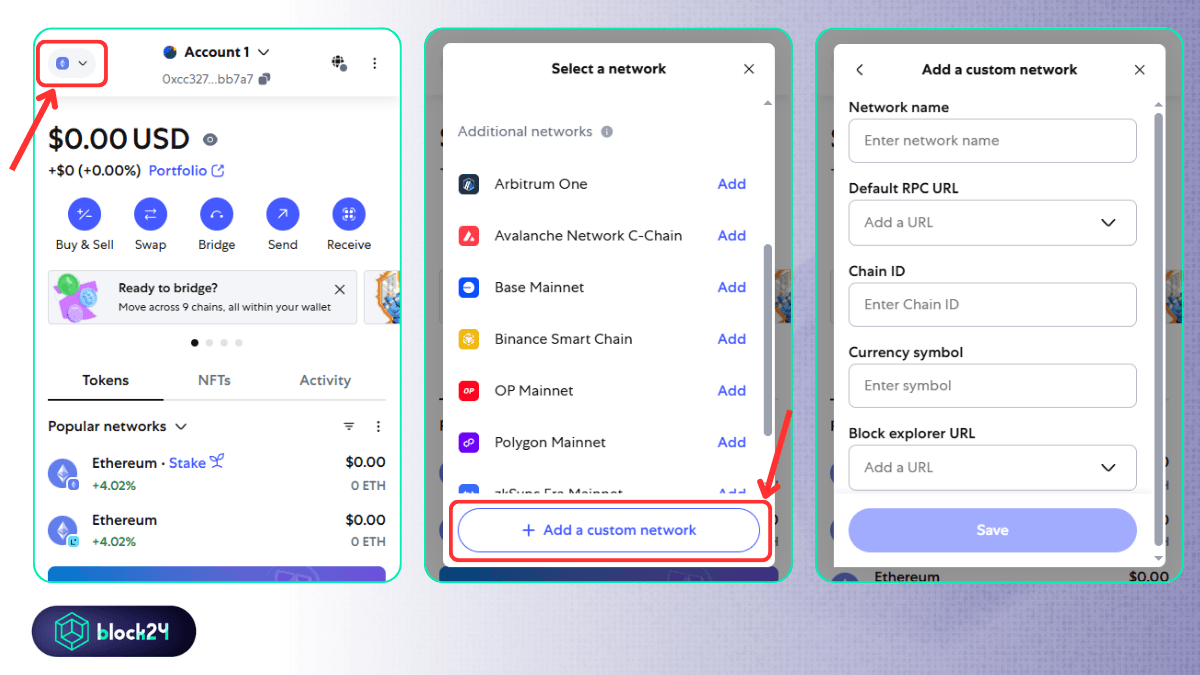 Thêm mạng Base bằng cách thủ công