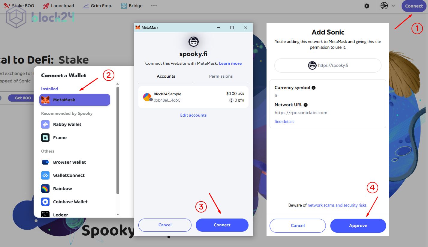 Các bước thêm mạng Sonic bằng dApp