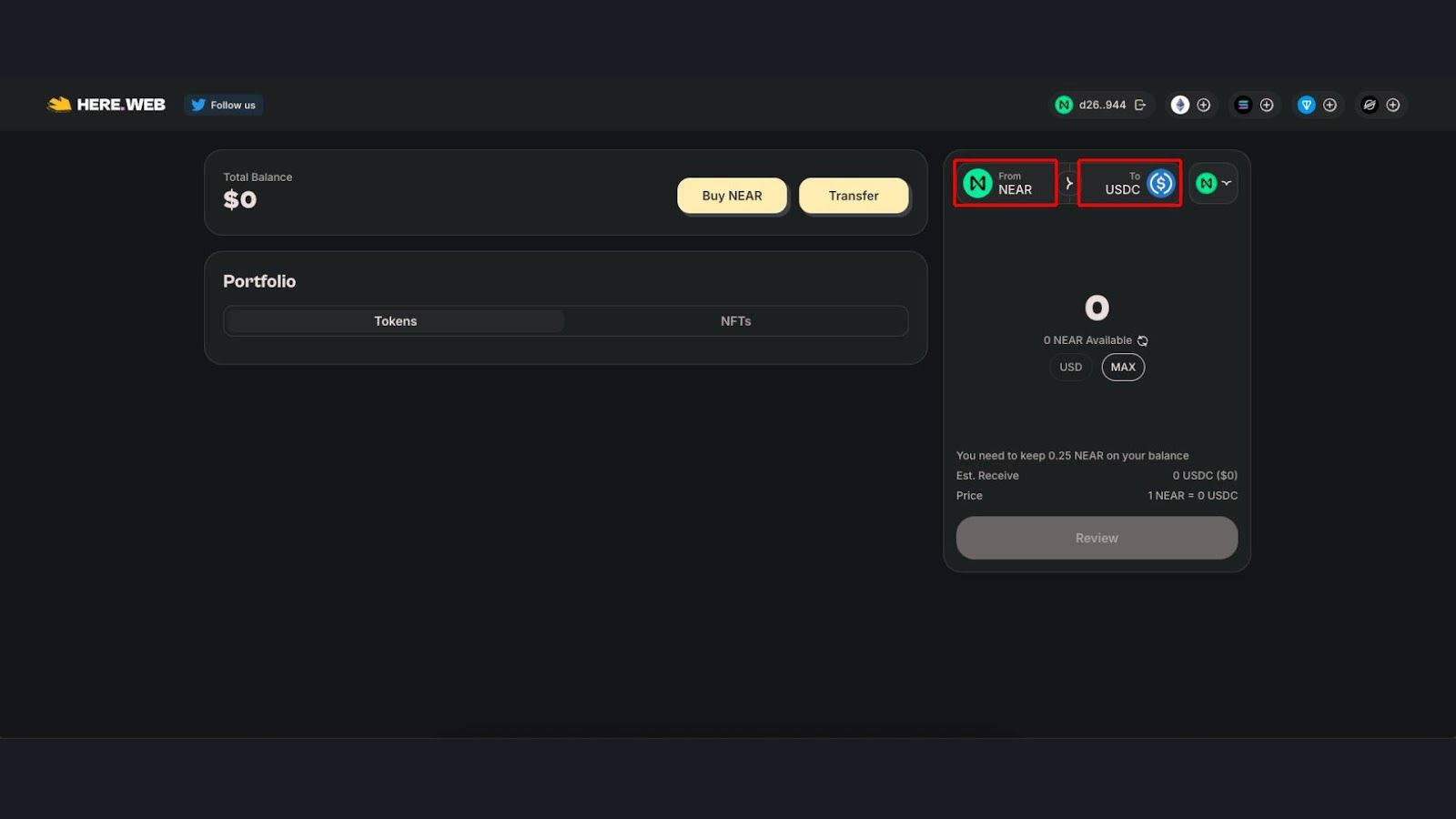 Swap coin/token trên NEAR Protocol