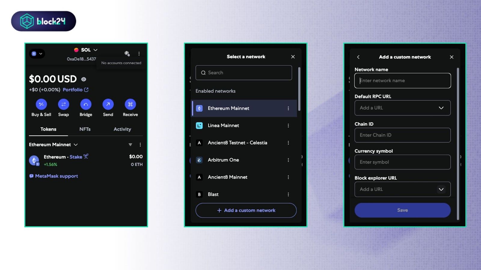 Các bước add mạng peaq thủ công