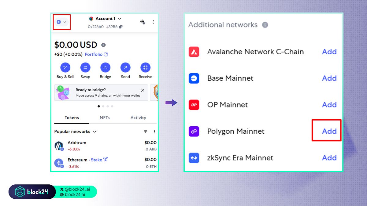 Cách thêm trực tiếp polygon vào metamask