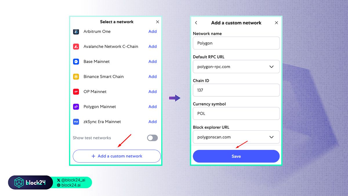 Cách thêm thủ công polygon vào metamask