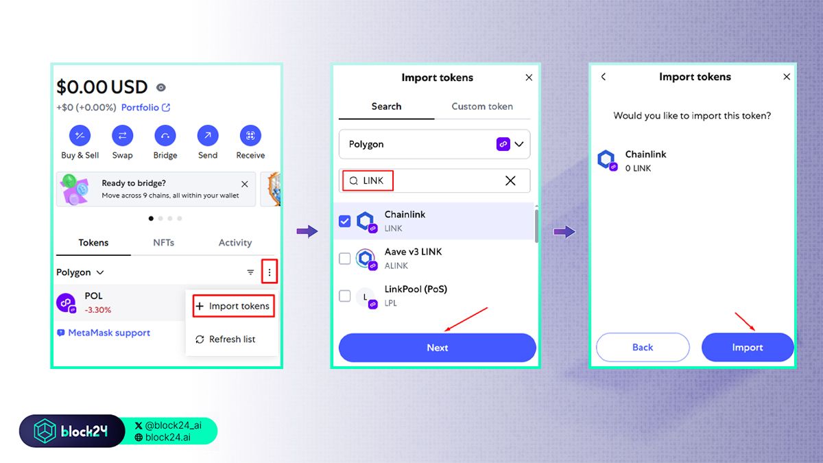 Các bước thêm token mạng Polygon vào MetaMask - 1