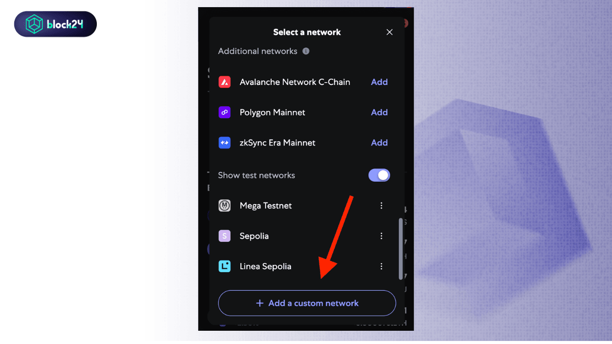 Ấn Add a custom network