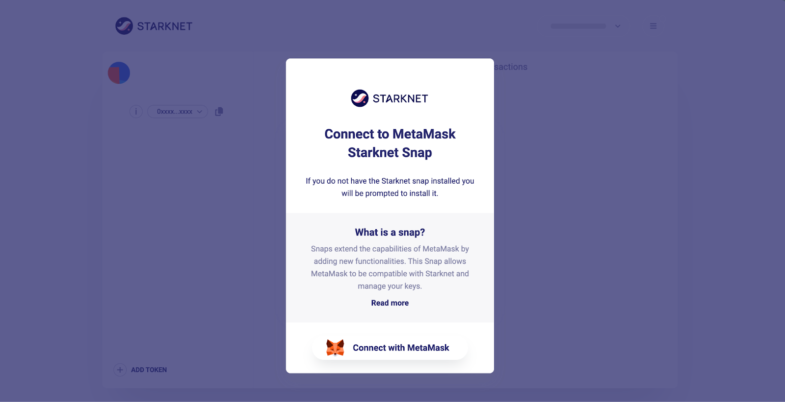 Kết nối ví MetaMask trên Starknet