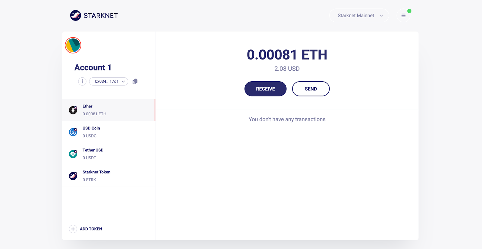 Thực hiện gửi token trên Starknet Snaps