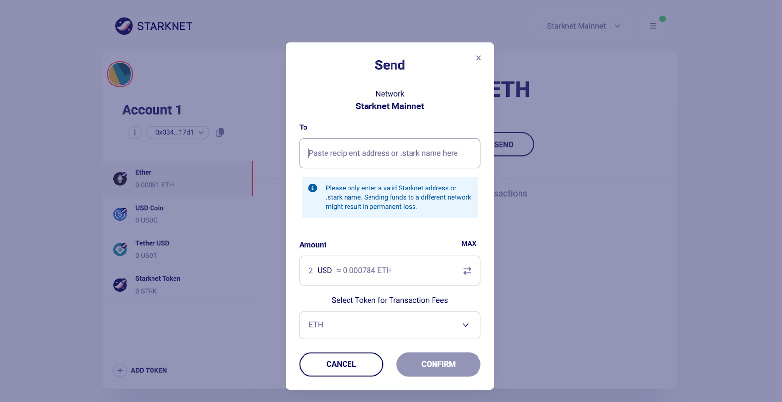 Nhập thông tin transaction