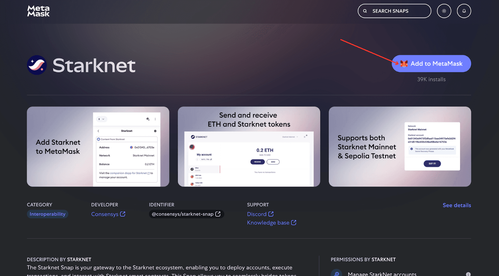 Chọn Add to MetaMask để tích hợp