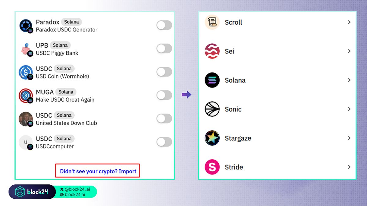 Click “Didn’t see your crypto? Import”