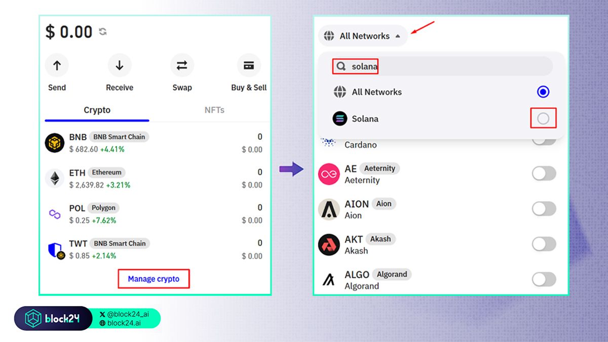 Thêm mạng vào ví Trust