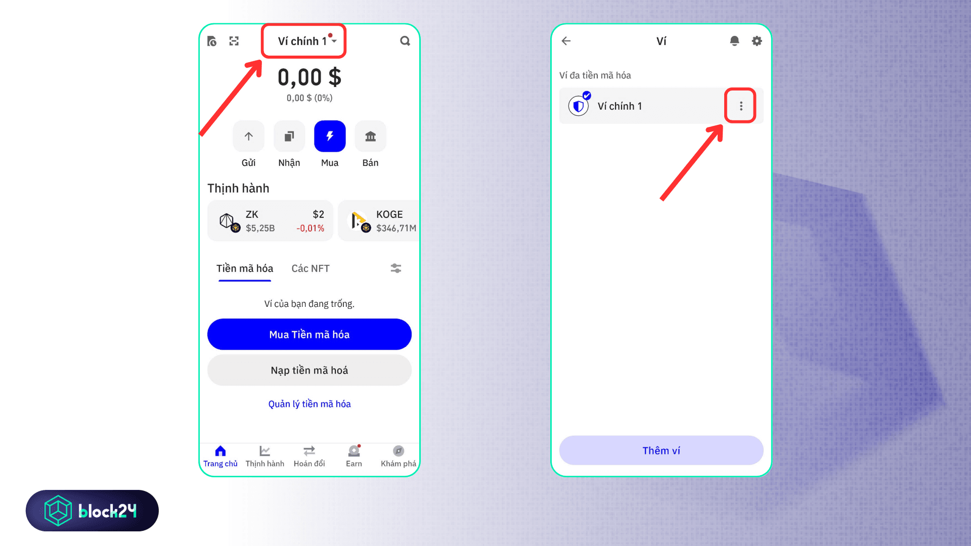 Backup Secret Phrase trên điện thoại