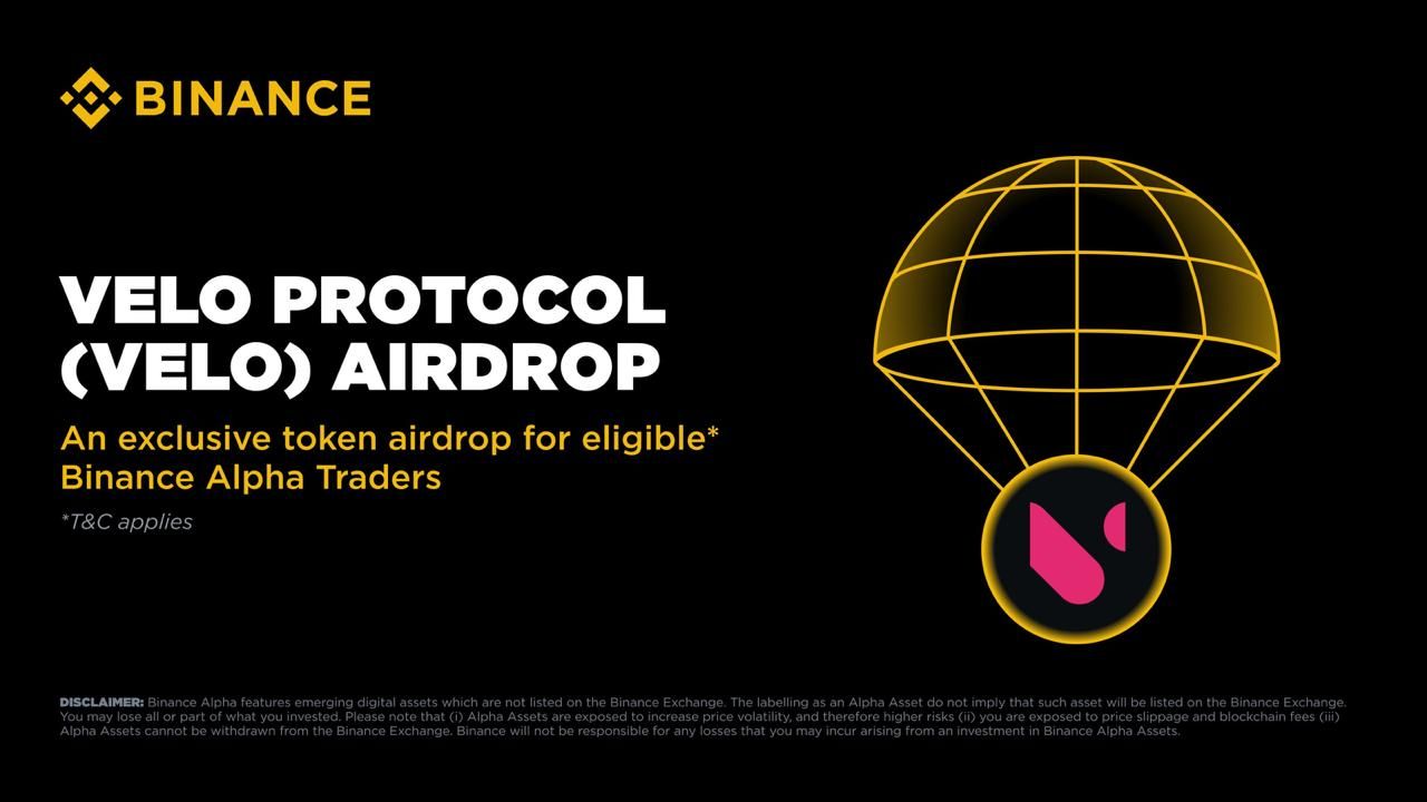 Binance Alpha sẽ airdrop VELO (Velo Protocol) vào ngày 16/6/2025!