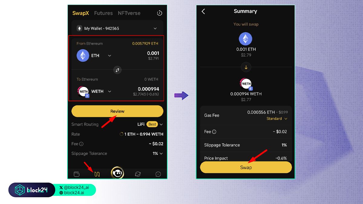 Các bước Swap & Bridge