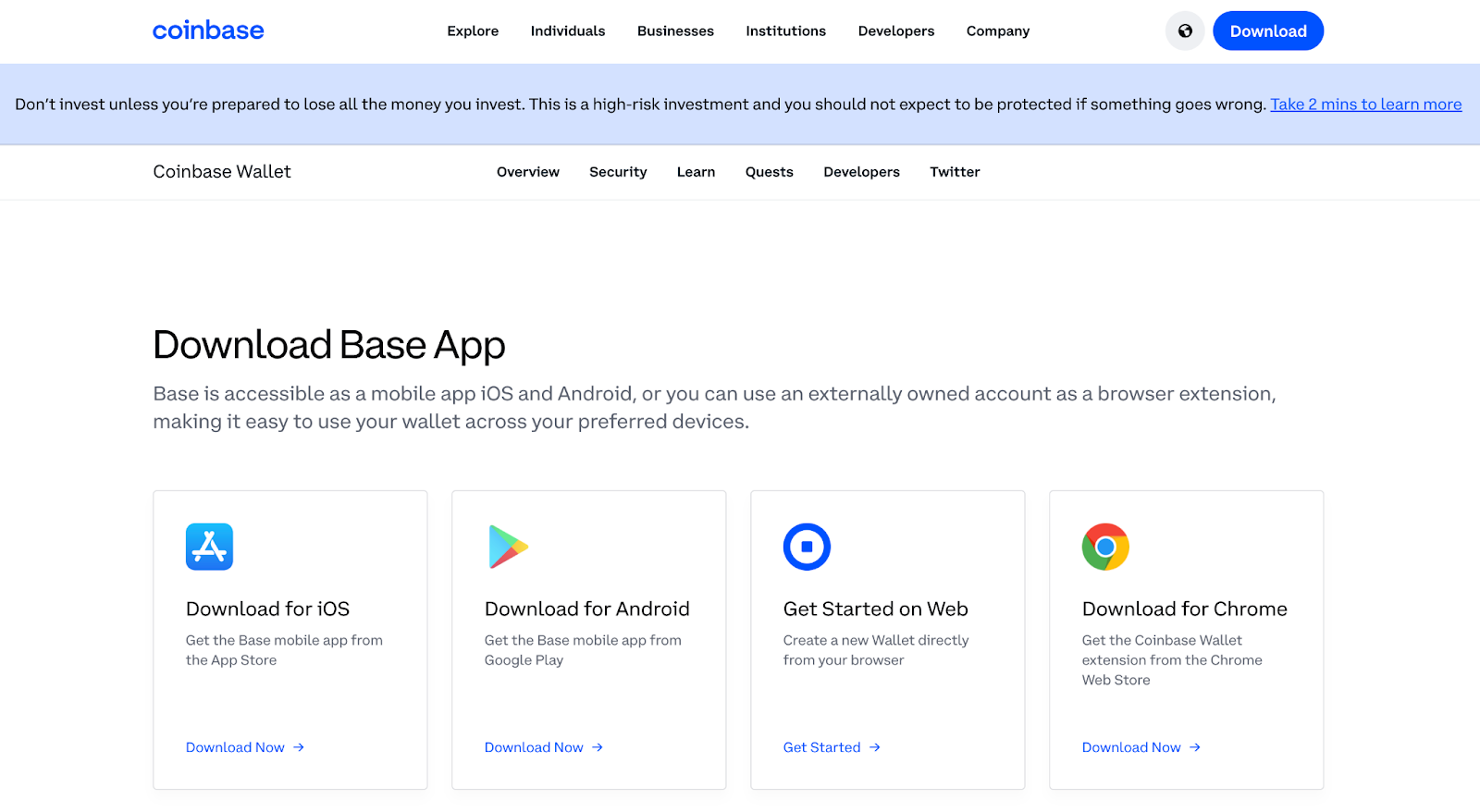 Trang tải Coinbase Wallet