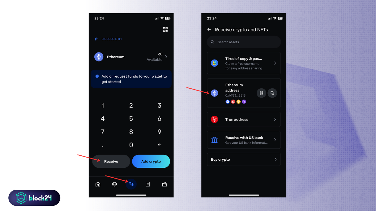 Cách nhận coin ví Coinbase