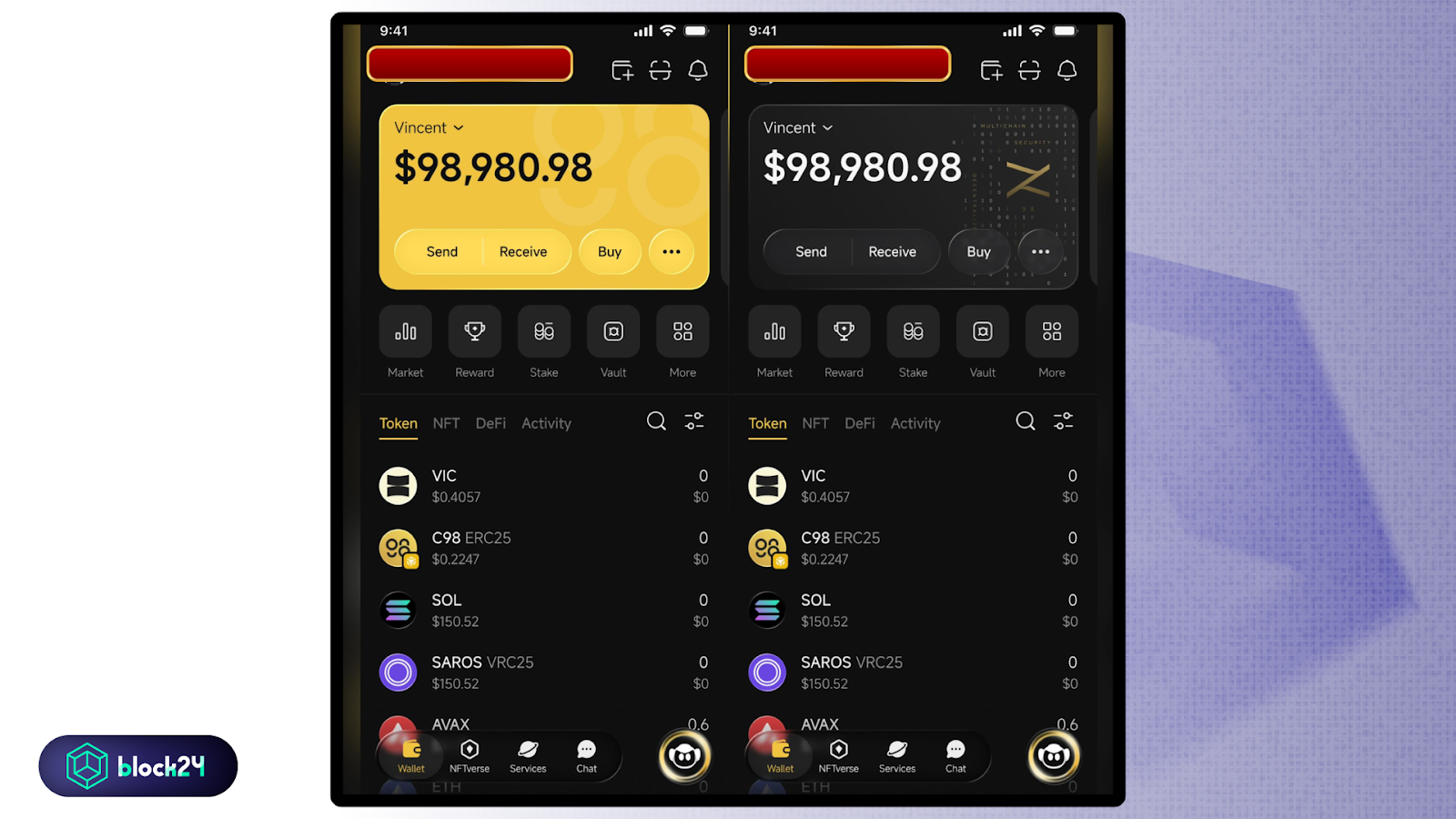 Giao diện ví Coin98