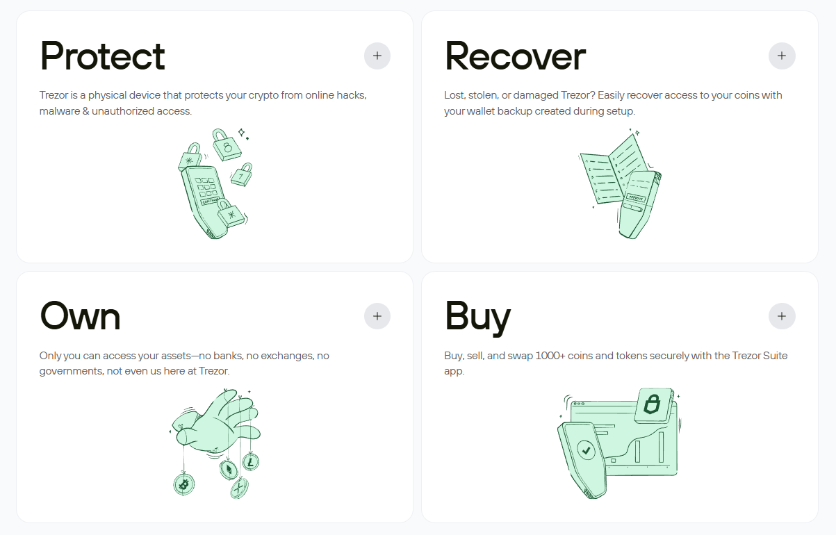 Ví lạnh Trezor có nhiều tính năng nổi bật