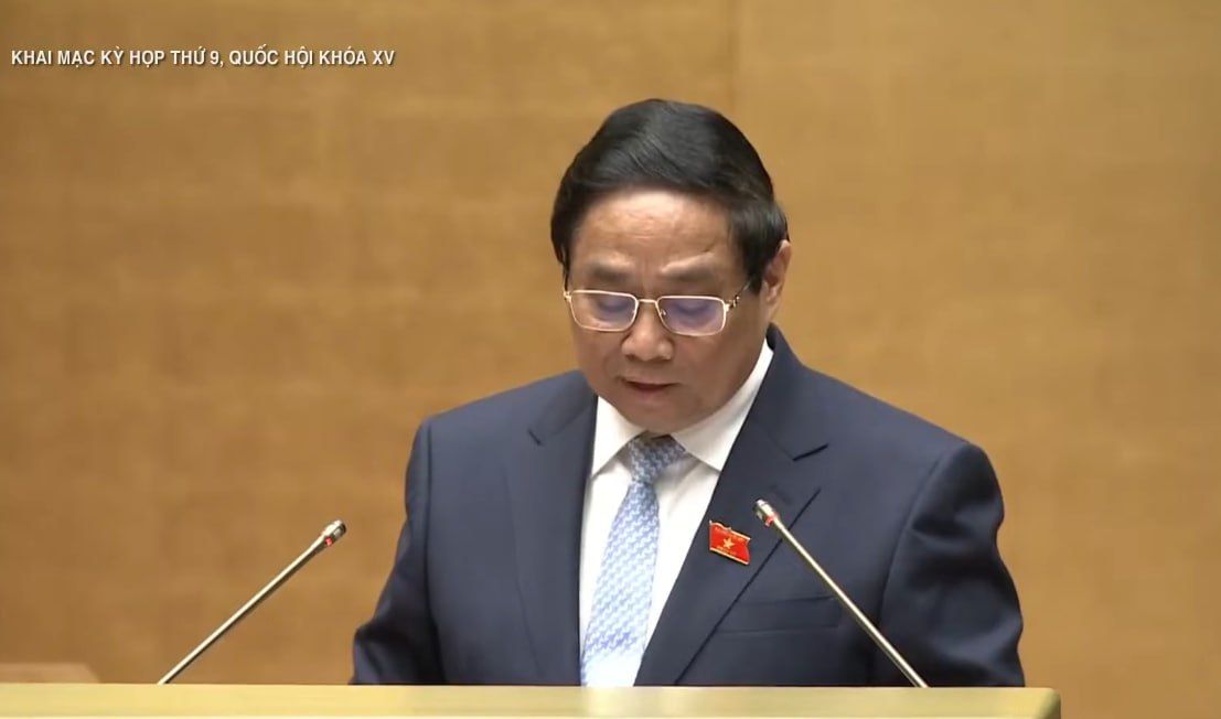 Hình ảnh của Thủ tướng Phạm Minh Chính tại phiên khai mạc kỳ họp Quốc hội thứ 9 sáng ngày 5/5/2025