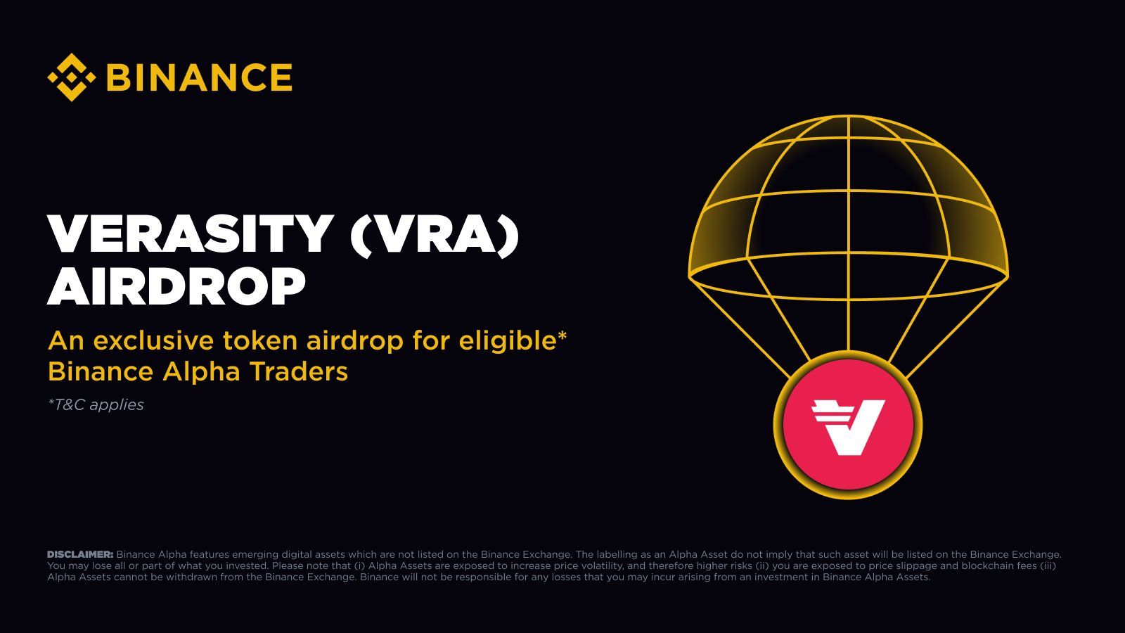 Binance Alpha sẽ airdrop VRA (Verasity) vào ngày 27/7/2025!