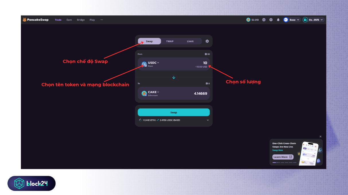 Các thao tác Swap token trên PancakeSwap