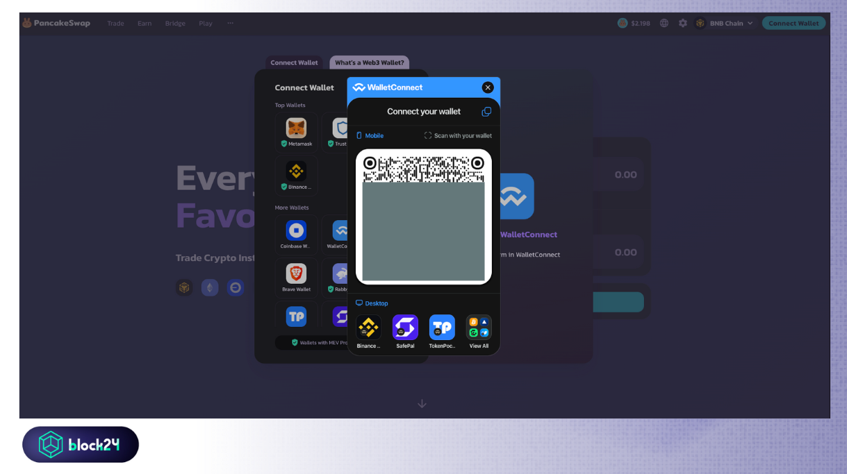 Mã QR WalletConnect sẽ được hiển thị