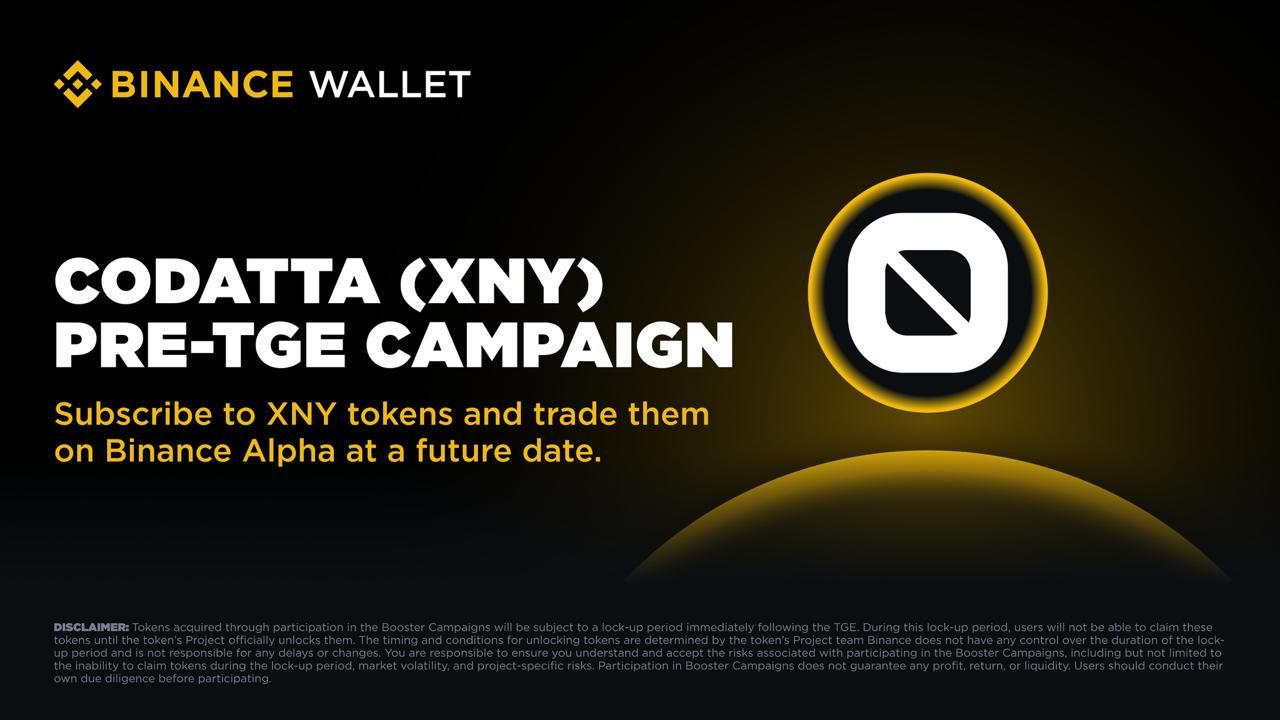 Binance giới thiệu kèo Pre-TGE XNY (Codatta) với cơ chế độc đáo!